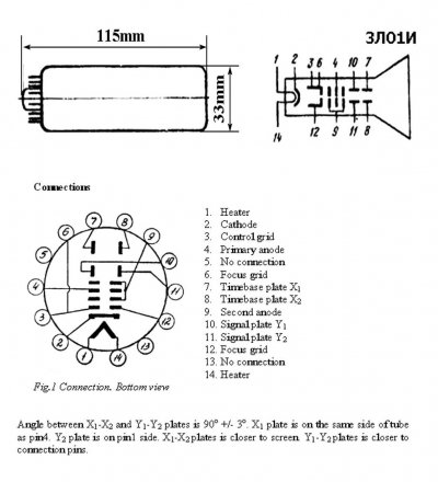 3LO1I CRT oscilloscope cathode-ray tube