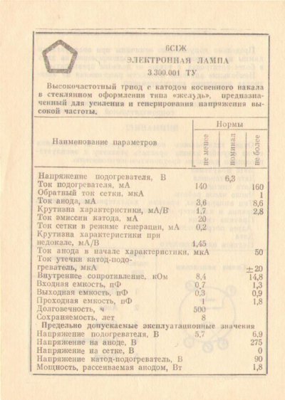 6S1J / 6S1Zh / 955 / VT-121 Acorn-type tube (original box)